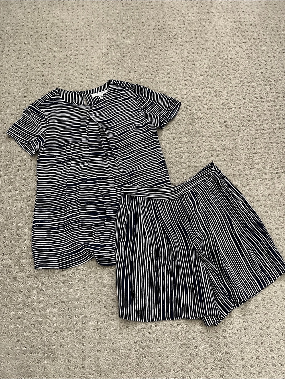 L.K. Bennett Navy & White Striped Top and short set US size 2